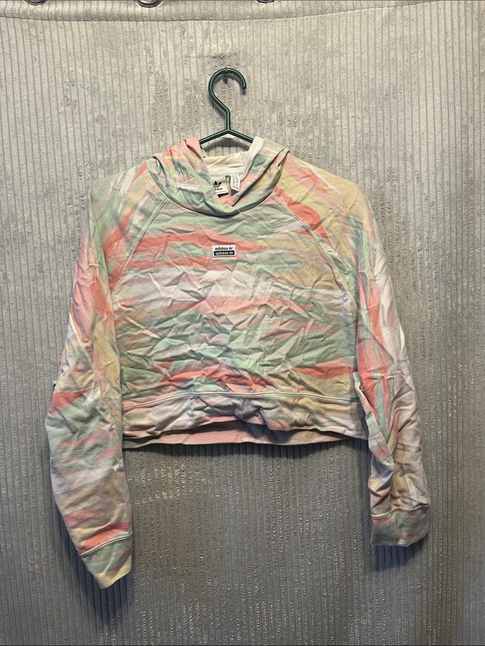 Adidas Originals Pastel Tie-Dye Cropped Hoodie Sweater - Multicolor Small